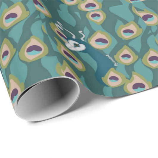 Papier Cadeau Paon (Coin rond)