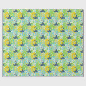 Papier Cadeau paon à fleurs (Plat)