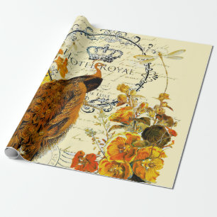 Papier Cadeau paon d'automne