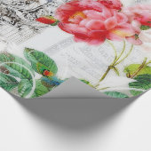 Papier Cadeau Paon et roses (Coin)