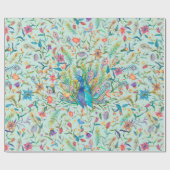 Papier Cadeau Paon floral (Plat)