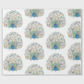 Papier Cadeau Paon floral aquarelle  (Plat)