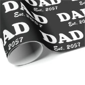 Papier Cadeau Papa Custom Est date moderne typographie noir (Coin rond)