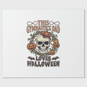Papier Cadeau Papa Gymnastique Aime Halloween Crâne Citrouilles 