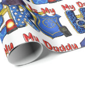 Papier Cadeau Papa Policier Héros (Coin rond)