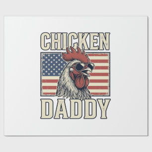 Papier Cadeau Papa Poule Coq Vintage Patriotique