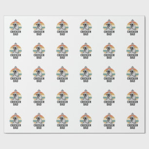 Papier Cadeau Papa Poule Vintage Sunset Drôle Amateur de Poule S