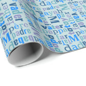 Papier Cadeau Papa Typographie Fête des pères Bleue Ou Anniversa (Coin rond)