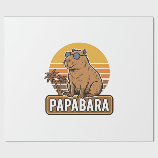 Papier Cadeau PAPABARA Conception vectorielle de papa capybara r (Plat)