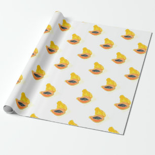 Papier Cadeau Papaou aquarelle fruits orange tropical été