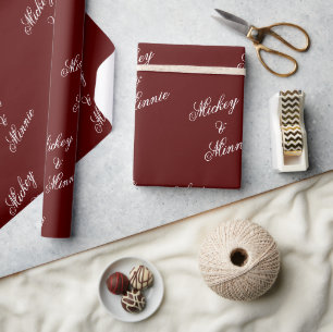 Papier Cadeau Papel de Cadeau Marié Élégant Nom Couple Marron
