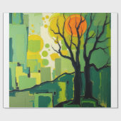 Papier Cadeau Papel de Presente com paisagem verde (Plat)