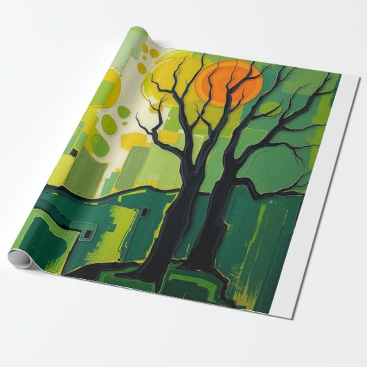 Papier Cadeau Papel de Presente com paisagem verde (Déroulé)