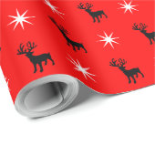 Papier Cadeau Papel de presente com renas e estrela (Coin rond)