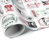 Papier Cadeau Paper de Travel Stamp (Coin rond)