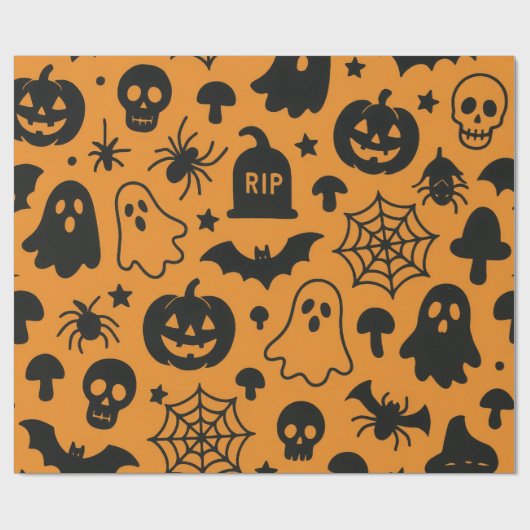 Papier Cadeau Paper wrapping paper with Halloween-themed pattern (Plat)