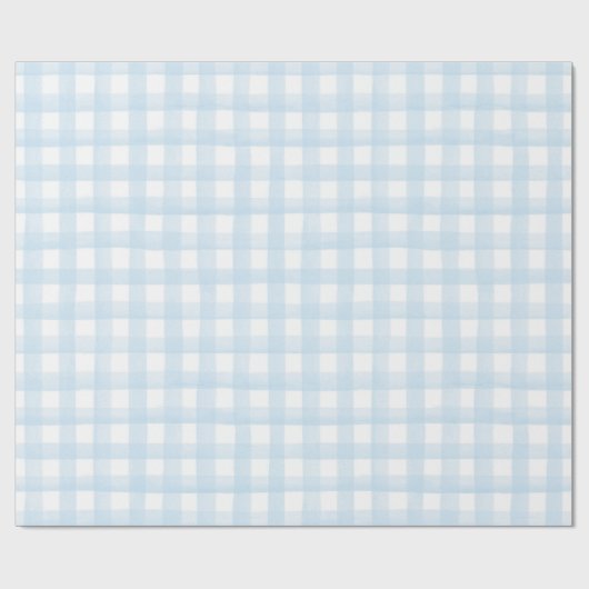 Papier Cadeau Papier à baby shower Boy Light Blue En vichy (Plat)