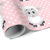 Papier Cadeau Papier à Baby shower d'agneau rose (Coin rond)