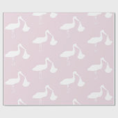 Papier Cadeau Papier à Baby shower de rose cigogne (Plat)