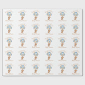 Papier Cadeau Papier à Baby shower pour ours en peluche (Plat)