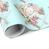 Papier Cadeau Papier à Baby shower rose vintage (Coin rond)