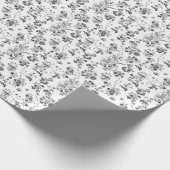 Papier Cadeau Papier à enveloppement à motifs floraux noir et bl (Coin)