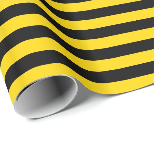 Papier Cadeau Papier à enveloppement à rayures jaune/noir (Coin rond)