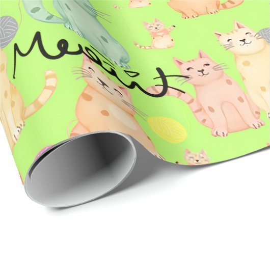 Papier Cadeau Papier à enveloppement à thème chat mignon - Adora (Coin rond)