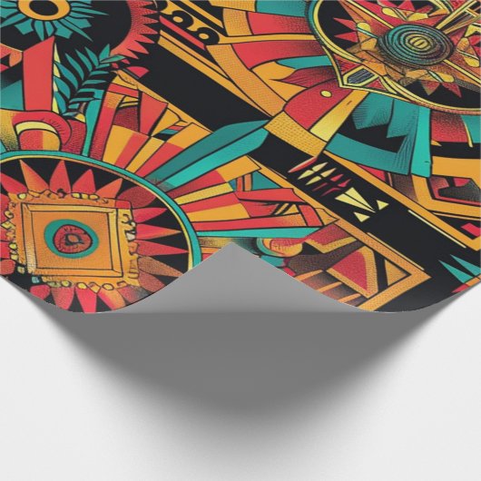 Papier Cadeau Papier à enveloppement artistique Cyan "Aztec Drea (Coin)