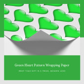 Papier Cadeau Papier à enveloppement blanc Coeur vert