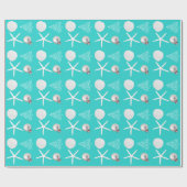 Papier Cadeau Papier à enveloppement bleu Aqua de Noël tropical (Plat)