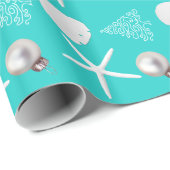 Papier Cadeau Papier à enveloppement bleu Aqua de Noël tropical (Coin rond)