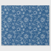 Papier Cadeau Papier à enveloppement bleu et blanc classique (Plat)