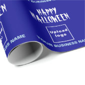 Papier Cadeau Papier à enveloppement bleu Halloween d'affaires (Coin rond)