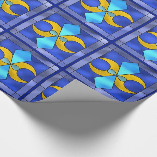 Papier Cadeau Papier à enveloppement bleu Lune géométrique en ve (Coin)