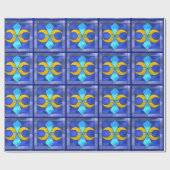 Papier Cadeau Papier à enveloppement bleu Lune géométrique en ve (Plat)