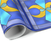 Papier Cadeau Papier à enveloppement bleu Lune géométrique en ve (Coin rond)