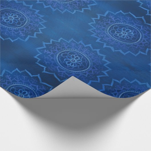 Papier Cadeau Papier à enveloppement bleu mandala brillant, 30 p (Coin)