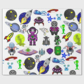 Papier Cadeau Papier à enveloppement brillant, Aliens de vaissea (Plat)