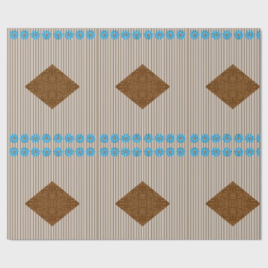 Papier Cadeau Papier à enveloppement brillant Brown rayures Fleu (Plat)
