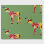 Papier Cadeau Papier à enveloppement brillant de cerf coloré (Plat)