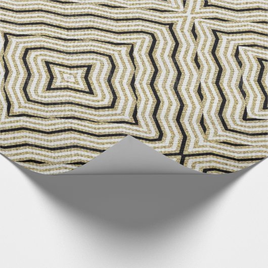 Papier Cadeau Papier à enveloppement brillant Or Noir (Coin)