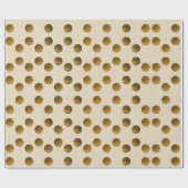 Papier Cadeau Papier à enveloppement brillant Pois d'or (Plat)