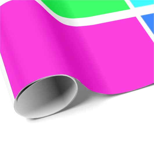 Papier Cadeau Papier à enveloppement brillant, rose bleu vert (Coin rond)