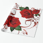 Papier Cadeau Papier à enveloppement brillant Rose rouge (Déroulé)