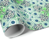 Papier Cadeau Papier à enveloppement brillant vert géométrique (Coin rond)