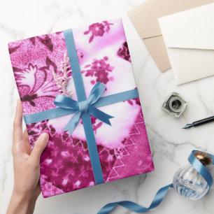 Papier Cadeau Papier à enveloppement cadeau Rouleau rose blanc