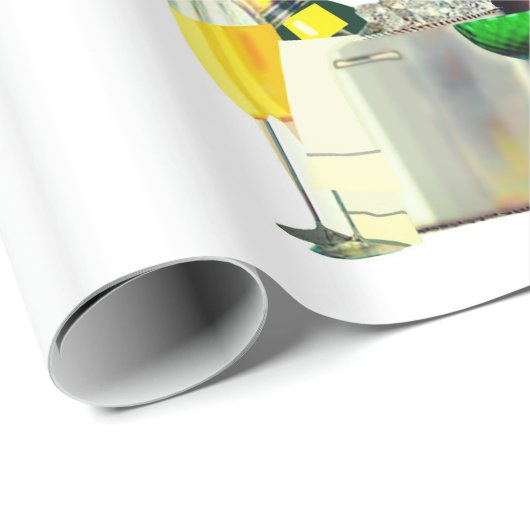 Papier Cadeau Papier à enveloppement Champagne Party (Coin rond)