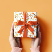 Papier Cadeau Papier à enveloppement citrouille à fleur jaune