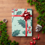 Papier Cadeau Papier à enveloppement classique Holly Christmas<br><div class="desc">[Papier à enveloppement de Noël Holly classique] Voici un emballage cadeau de qualité qui saisit l'élégance d'un séjour traditionnel. Des feuilles saints et des baies rouges vitrées sur un arrière - plan vert menthe subtil capturent parfaitement l'esprit de Noël classique. Le papier mat de haute qualité est résistant aux rides...</div>